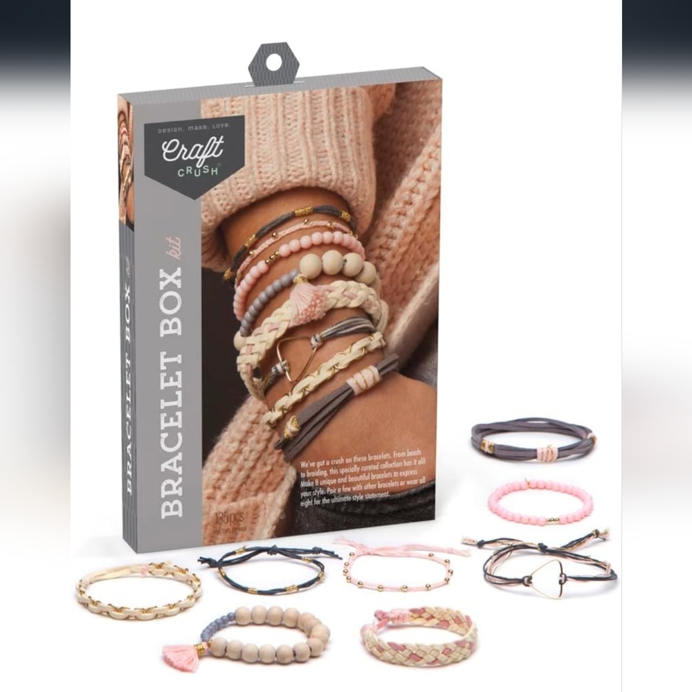 Craft Crush Bracelet Kit - Pink Brown Gray And Gold - neutral colors
